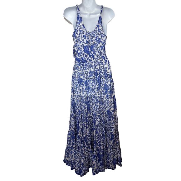 Free People Kikas Printed Maxi Dress in Floral Blue Combo Sz. XS - Picture 5 of 8